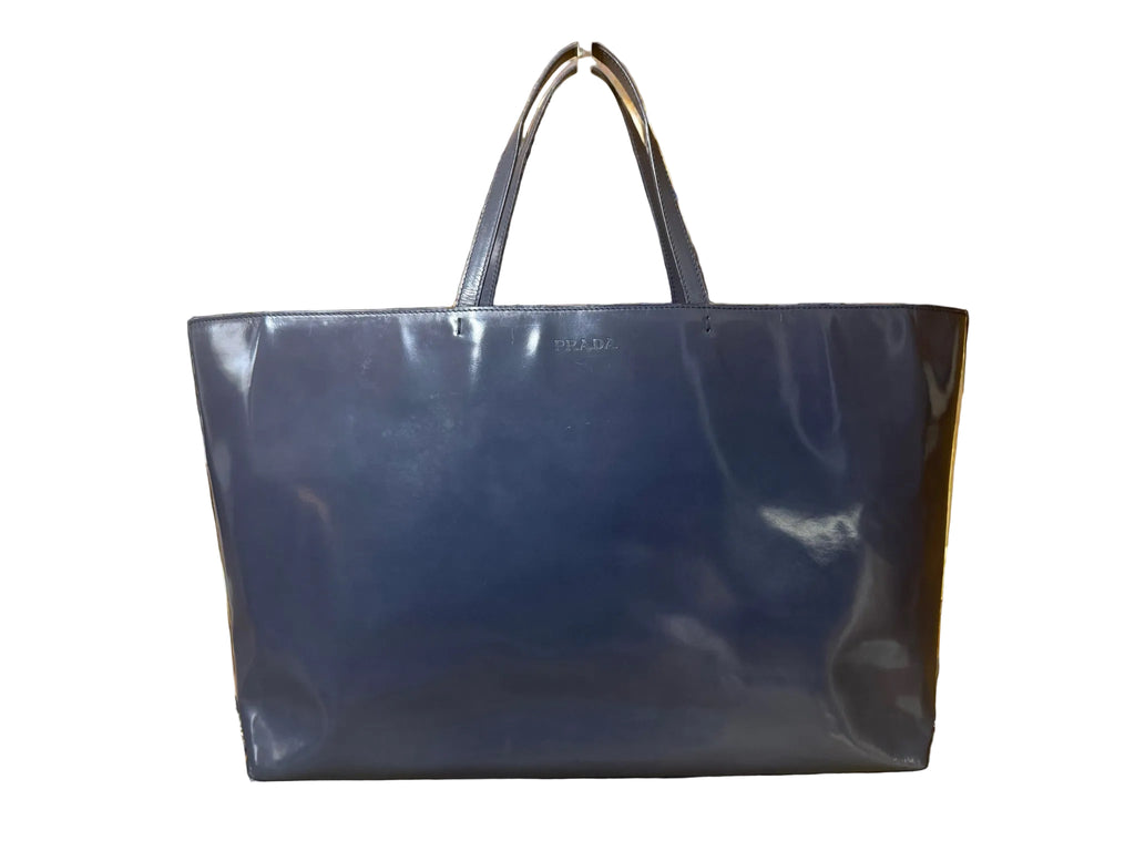 Prada Navy Enamel (Patent Leather) Tote Bag