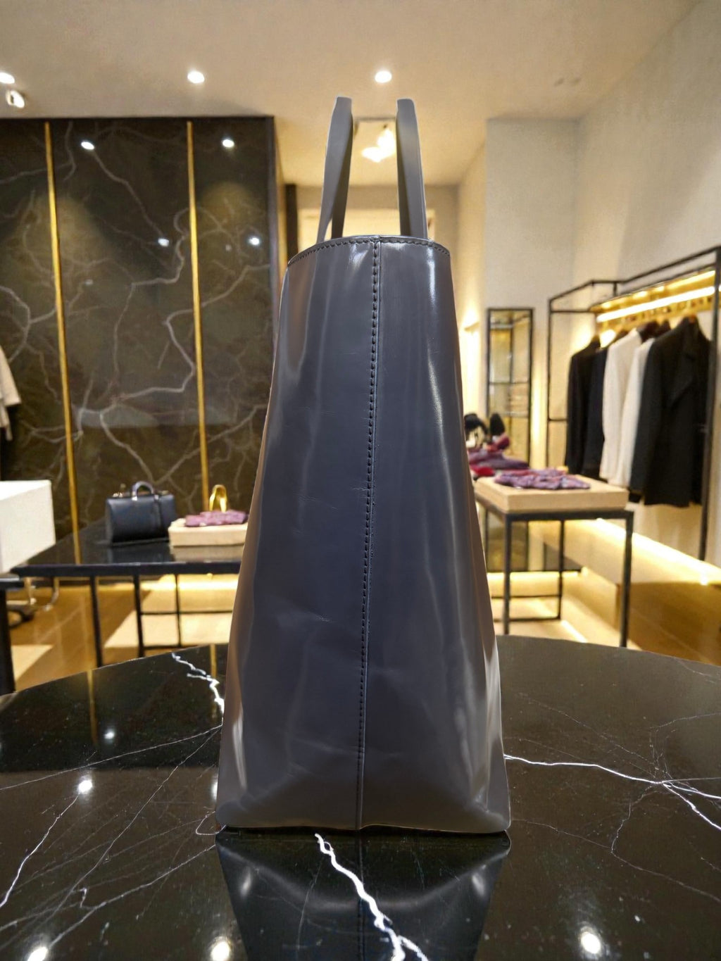 Prada Navy Enamel (Patent Leather) Tote Bag