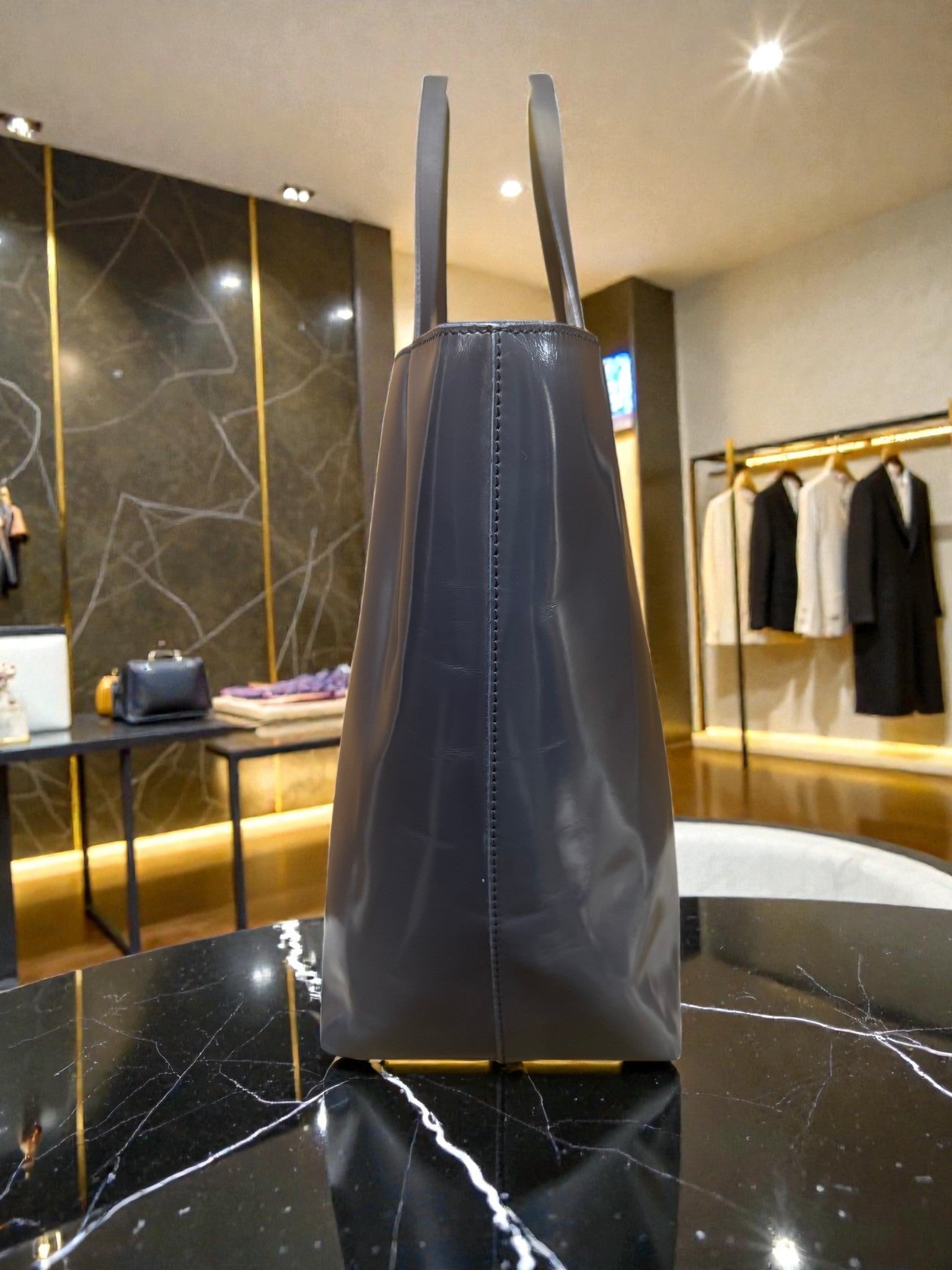 Prada Navy Enamel (Patent Leather) Tote Bag