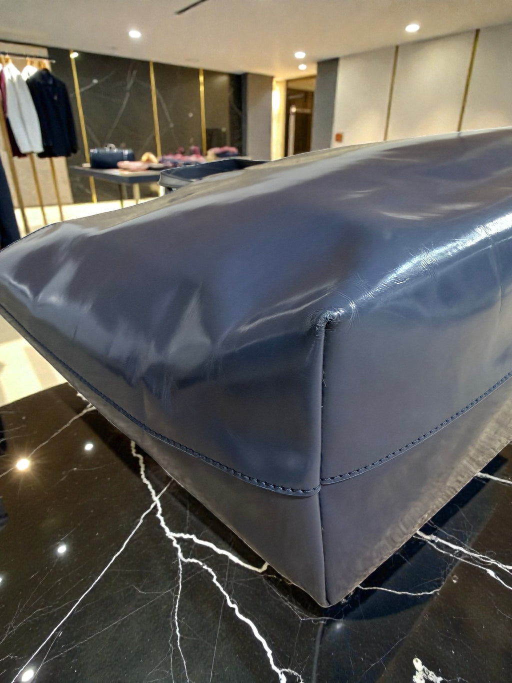 Prada Navy Enamel (Patent Leather) Tote Bag