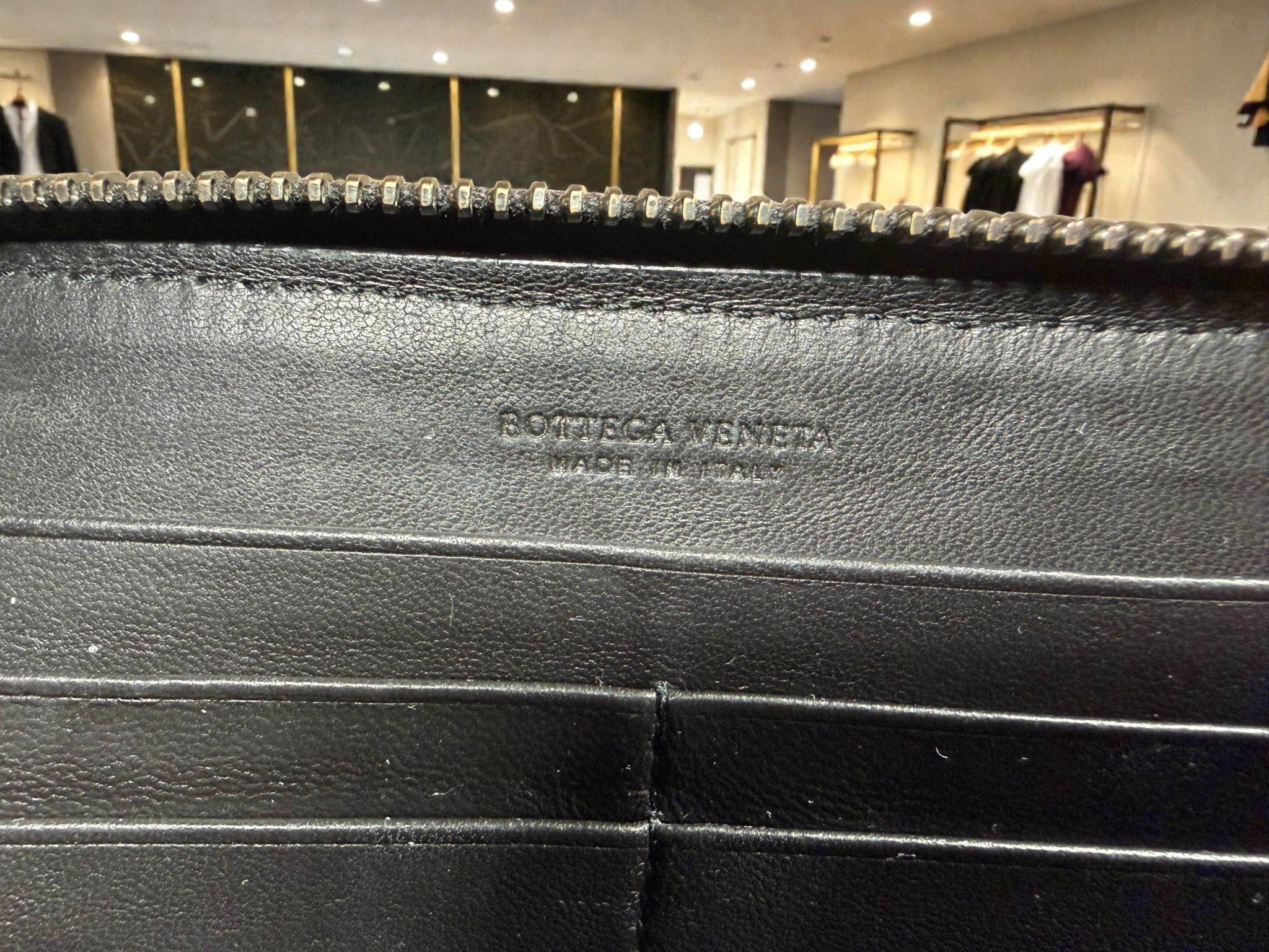 Bottega Veneta Intrecciato Zip-Around Continental Wallet in Black