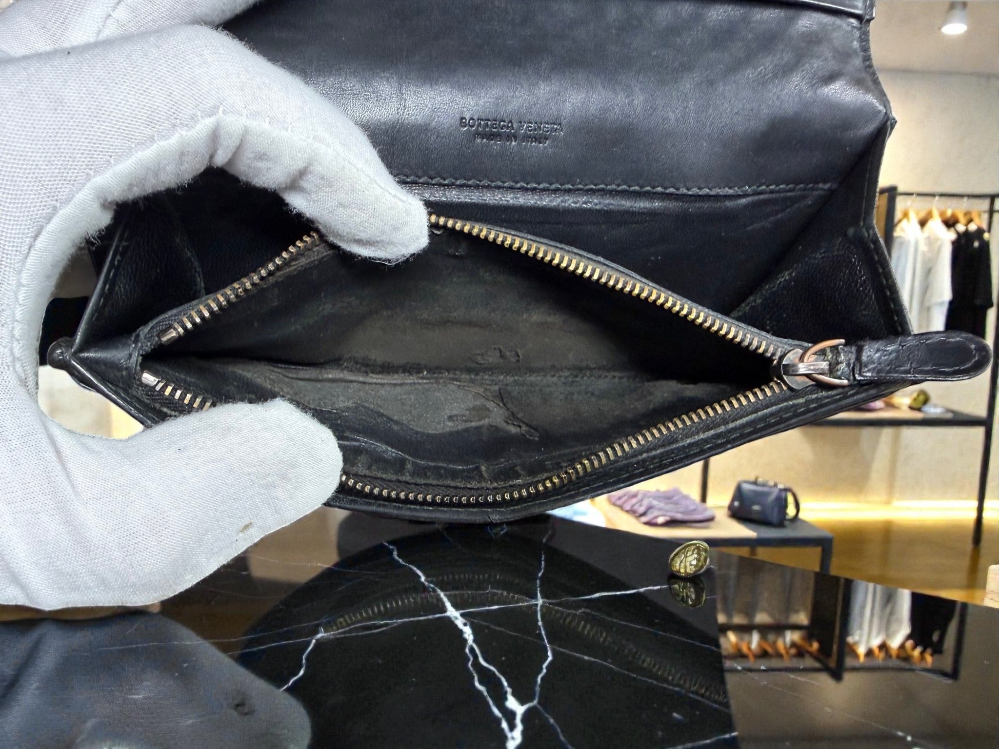 Bottega Veneta Intrecciato Bifold Long Wallet in Black