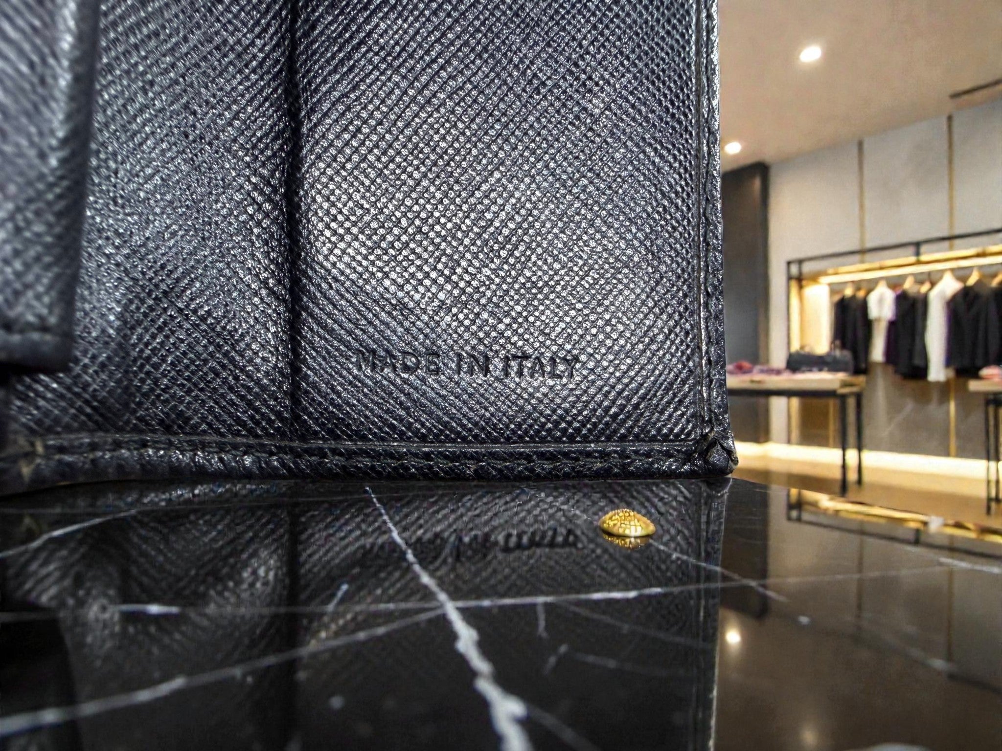 Prada Saffiano Leather Flap Wallet in Black