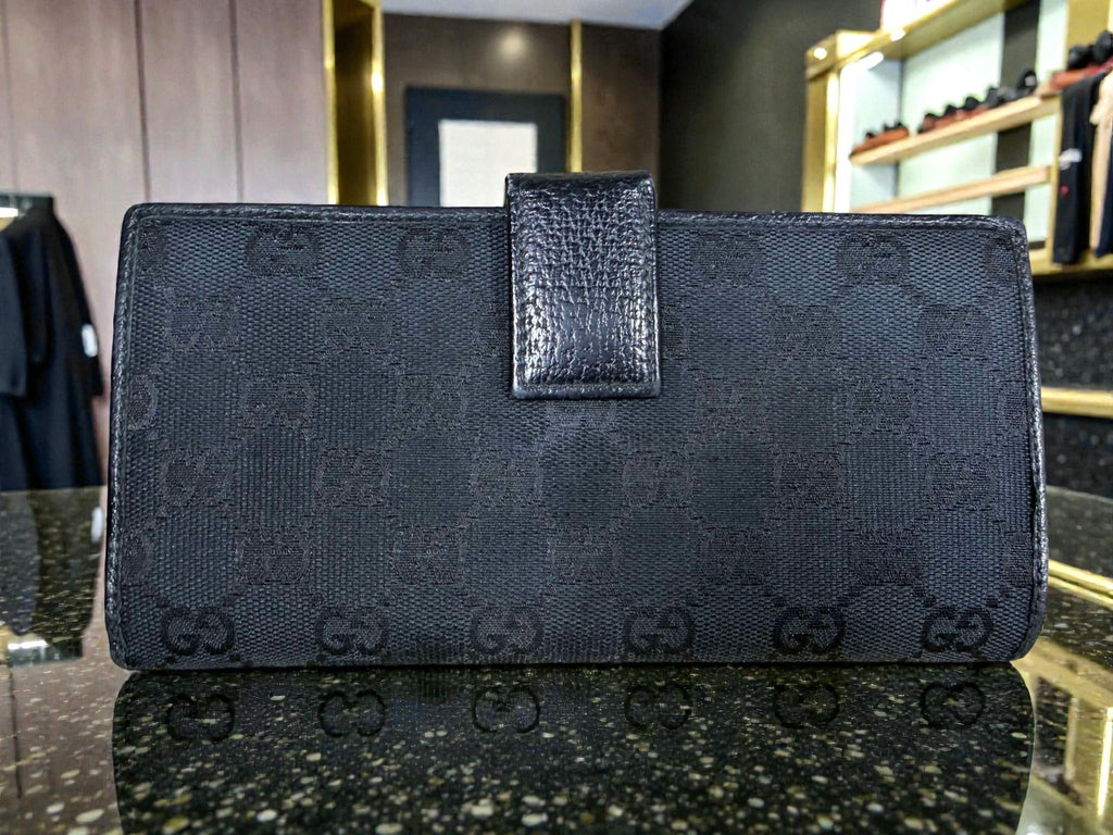 Gucci GG Monogram Black Canvas Continental Wallet