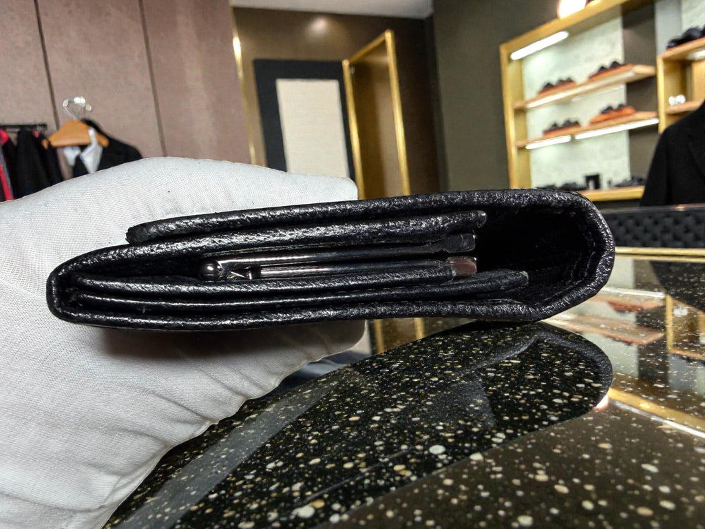 Gucci Black GG Monogram Continental Wallet with Kiss Lock