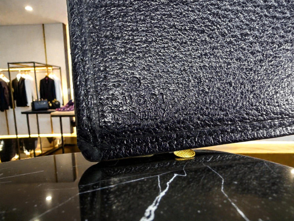 Gucci Black GG Monogram Continental Wallet with Kiss Lock