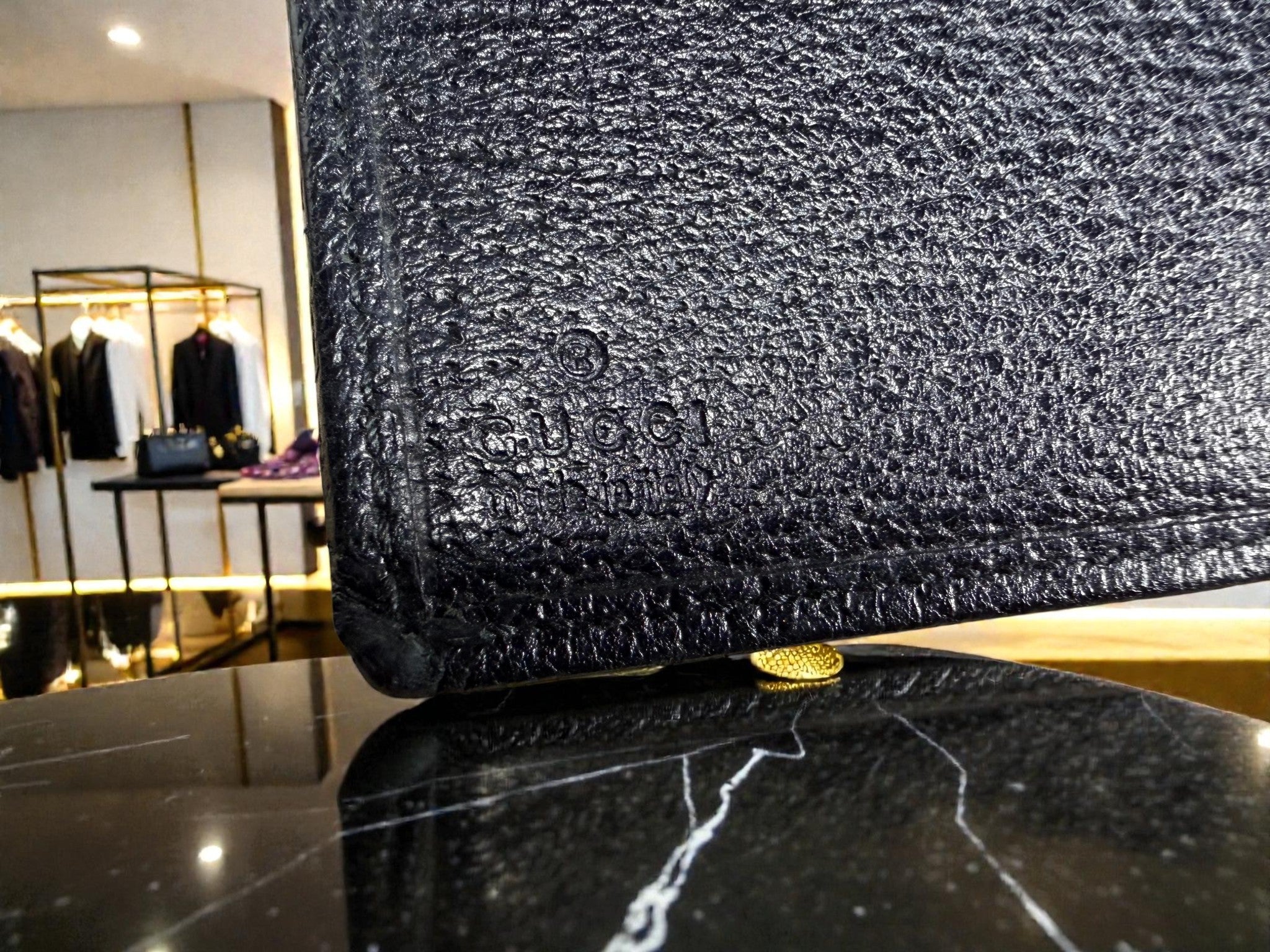 Gucci Black GG Monogram Continental Wallet with Kiss Lock
