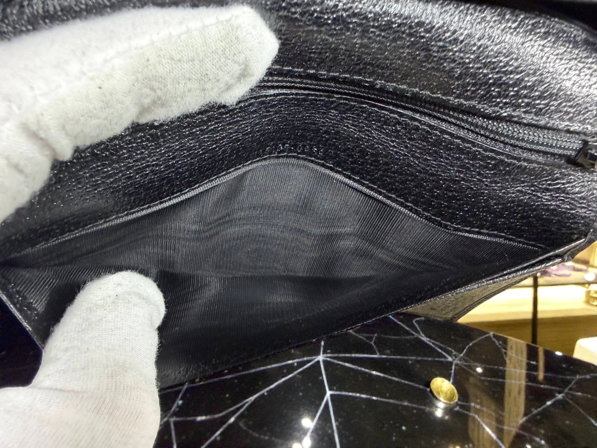 Gucci Black GG Monogram Continental Wallet with Kiss Lock
