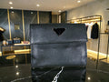 Prada Saffiano Dark Green Leather Bi-Fold Wallet with Coin Pocket