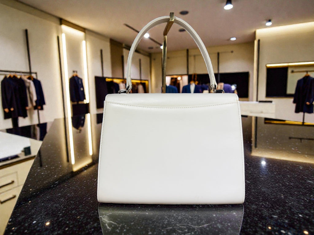 Vintage Pierre Balmain White Leather Top-Handle Bag