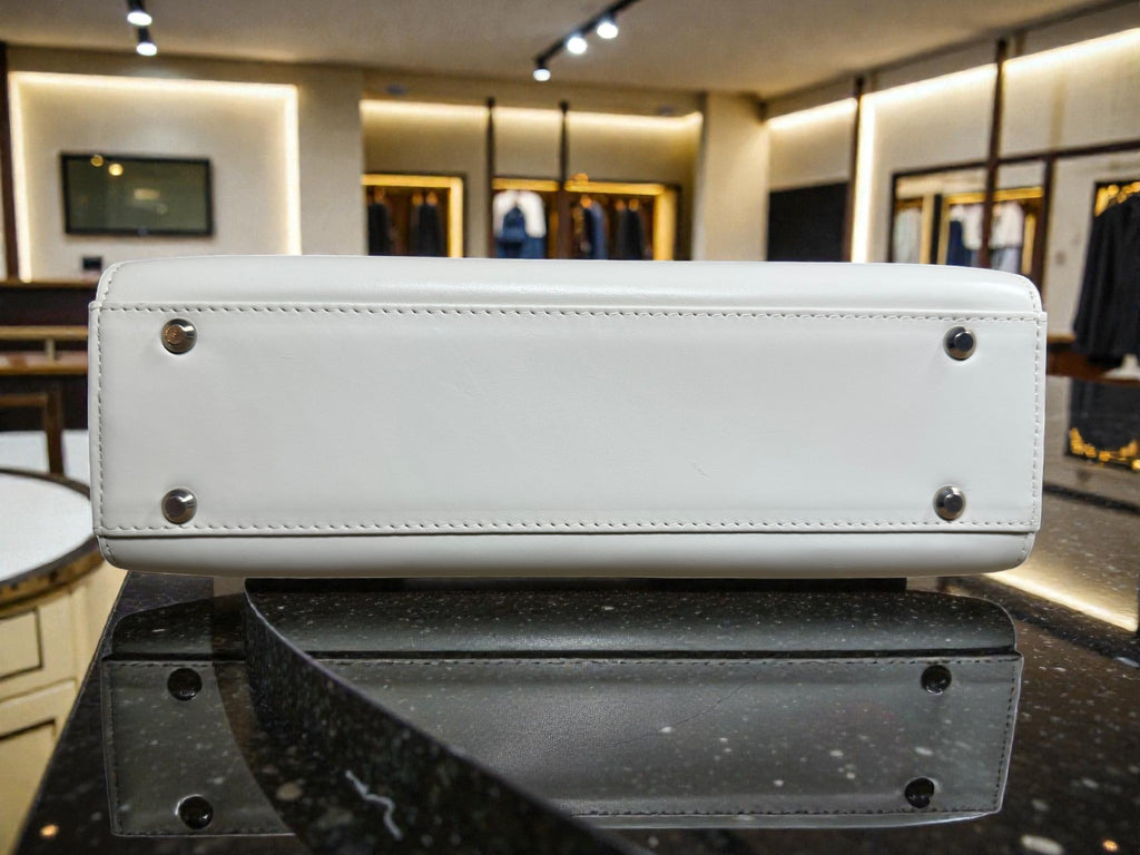 Vintage Pierre Balmain White Leather Top-Handle Bag