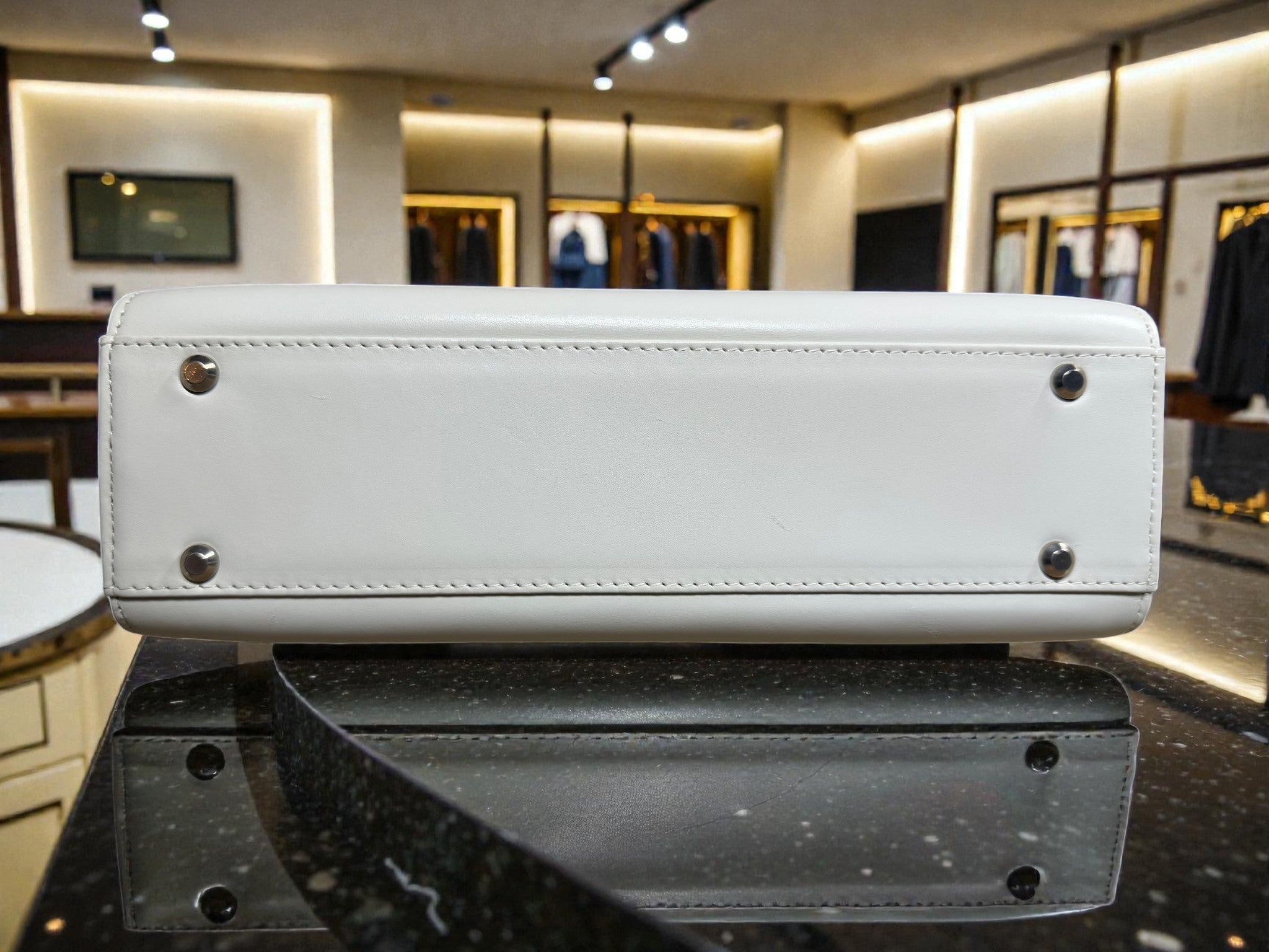 Vintage Pierre Balmain White Leather Top-Handle Bag