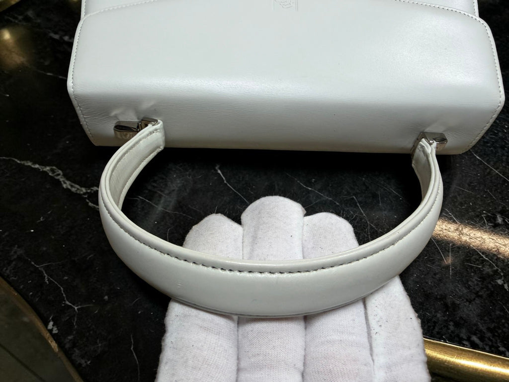 Vintage Pierre Balmain White Leather Top-Handle Bag