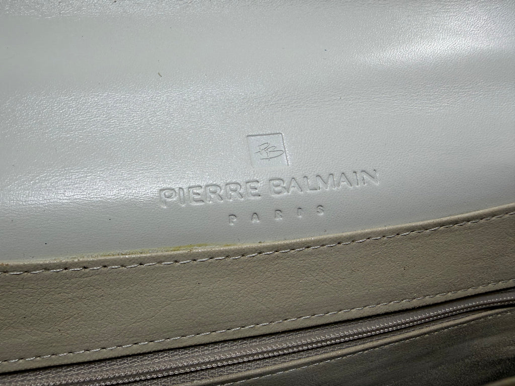 Vintage Pierre Balmain White Leather Top-Handle Bag