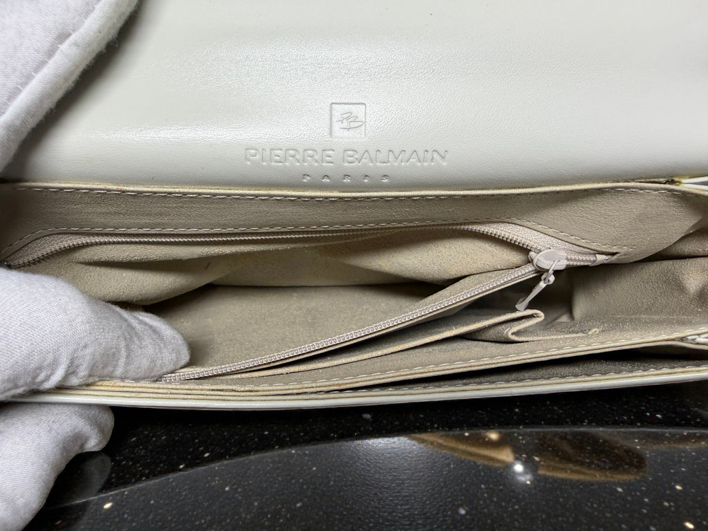 Vintage Pierre Balmain White Leather Top-Handle Bag