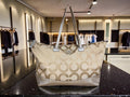 Coach Julia Op Art Signature Tote Bag in Beige with Gold Trim
