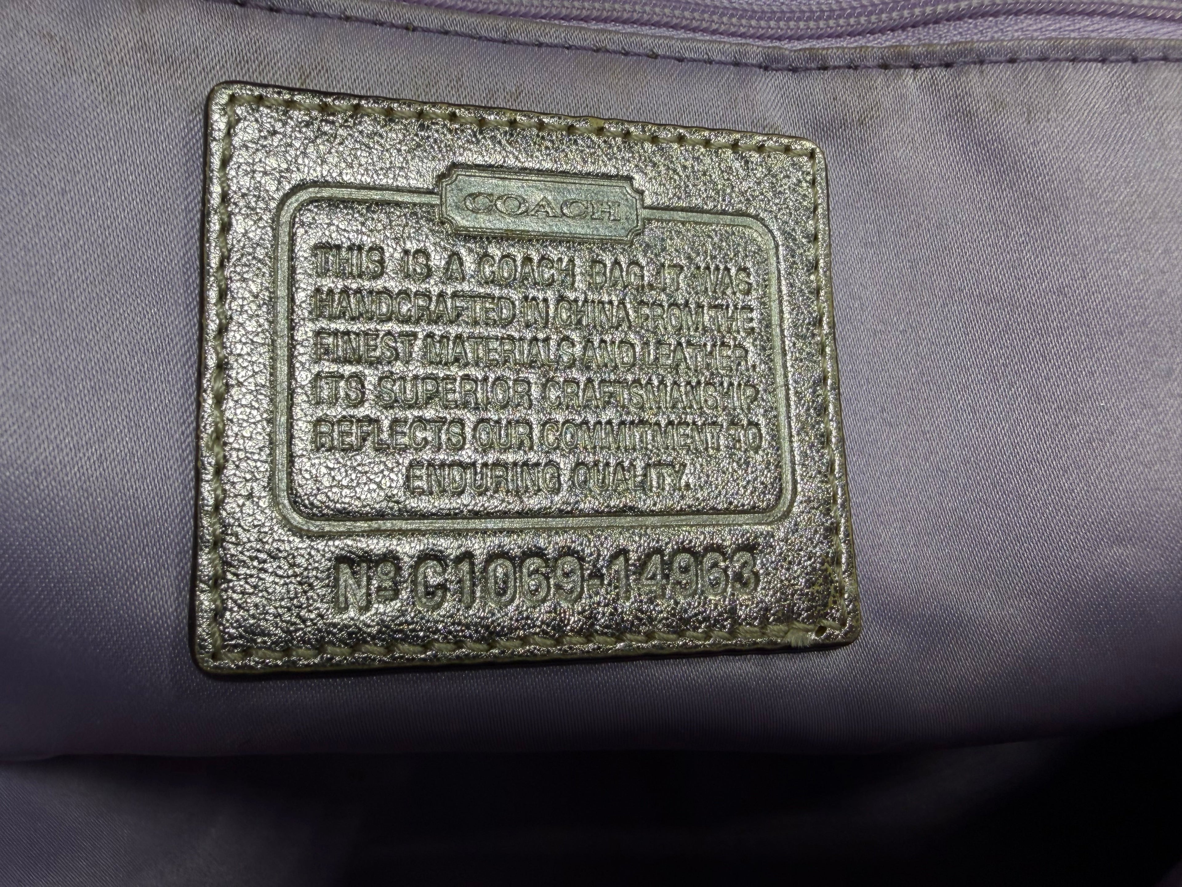 Coach Julia Op Art Signature Tote Bag in Beige with Gold Trim