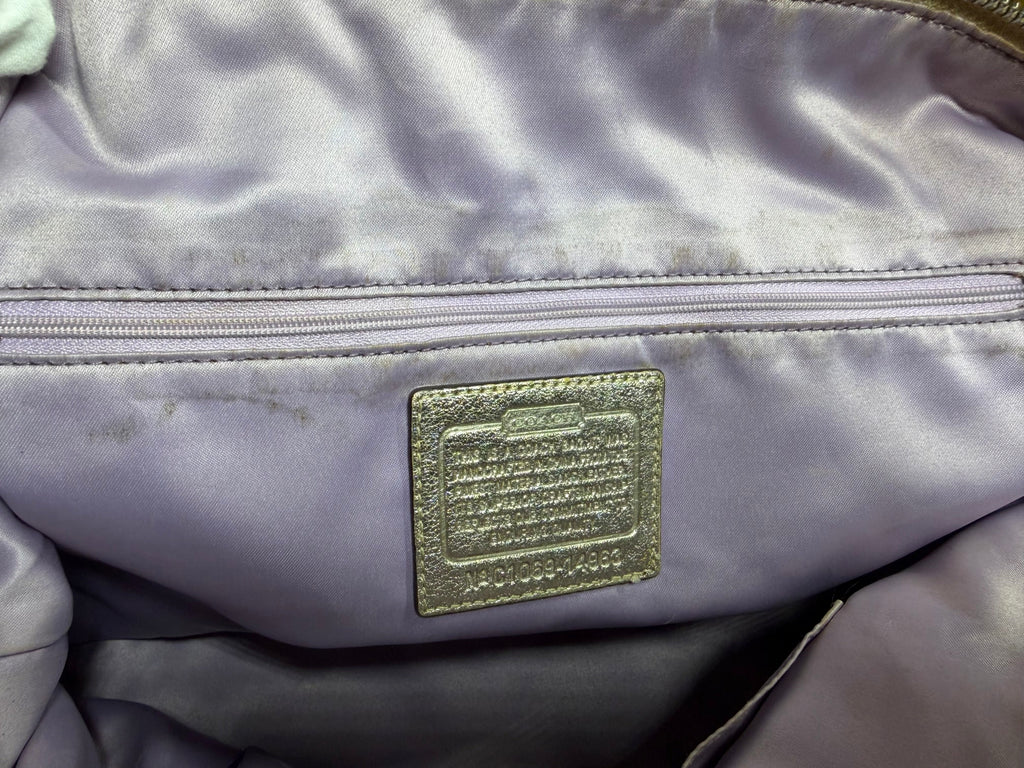 Coach Julia Op Art Signature Tote Bag in Beige with Gold Trim
