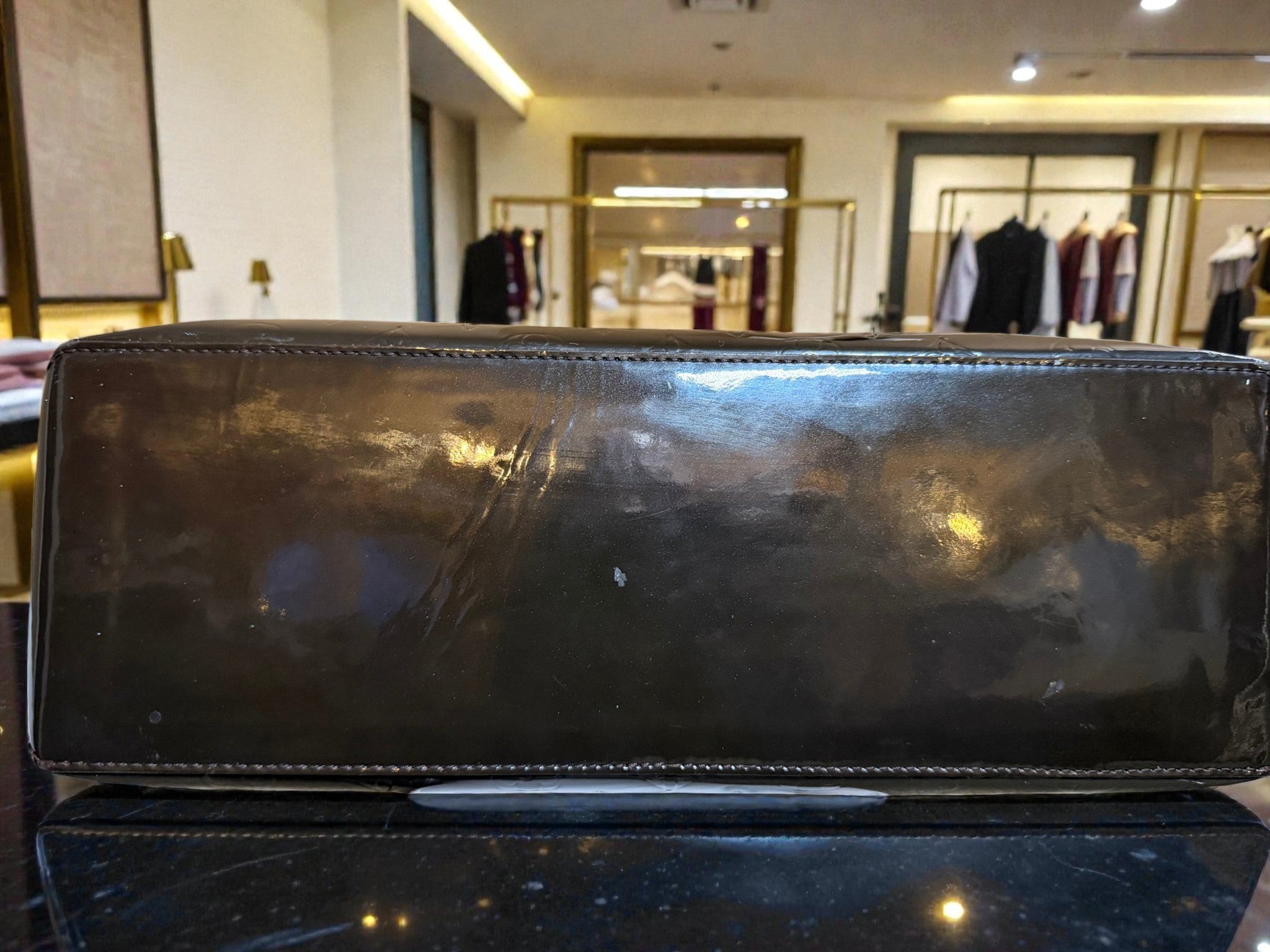 Louis Vuitton Monogram Vernis Wilshire MM Tote in Terre d'Ombre