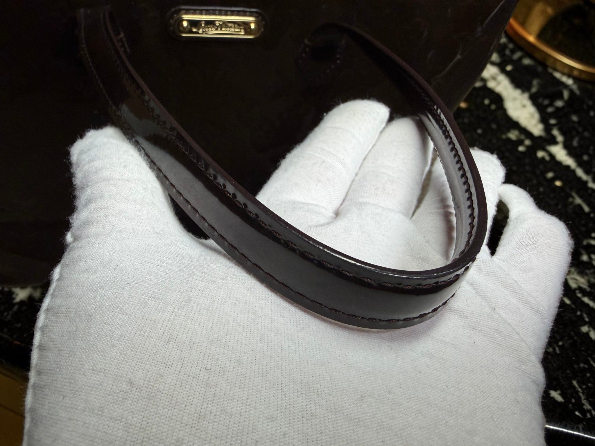 Louis Vuitton Monogram Vernis Wilshire MM Tote in Terre d'Ombre