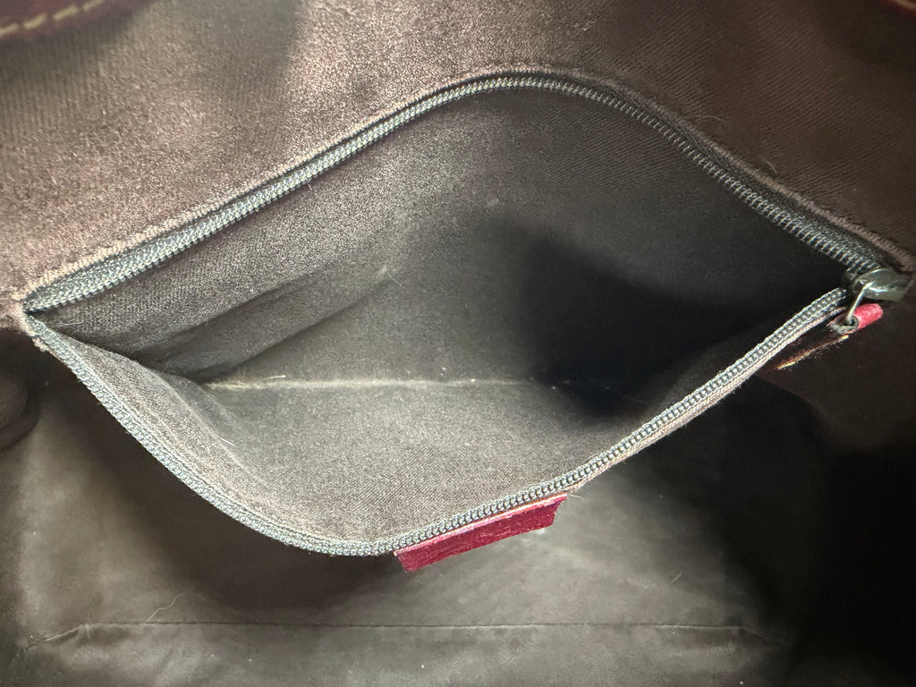 Gucci GG Supreme Canvas Tote Bag with Burgundy Leather Trim (Abbey Style)