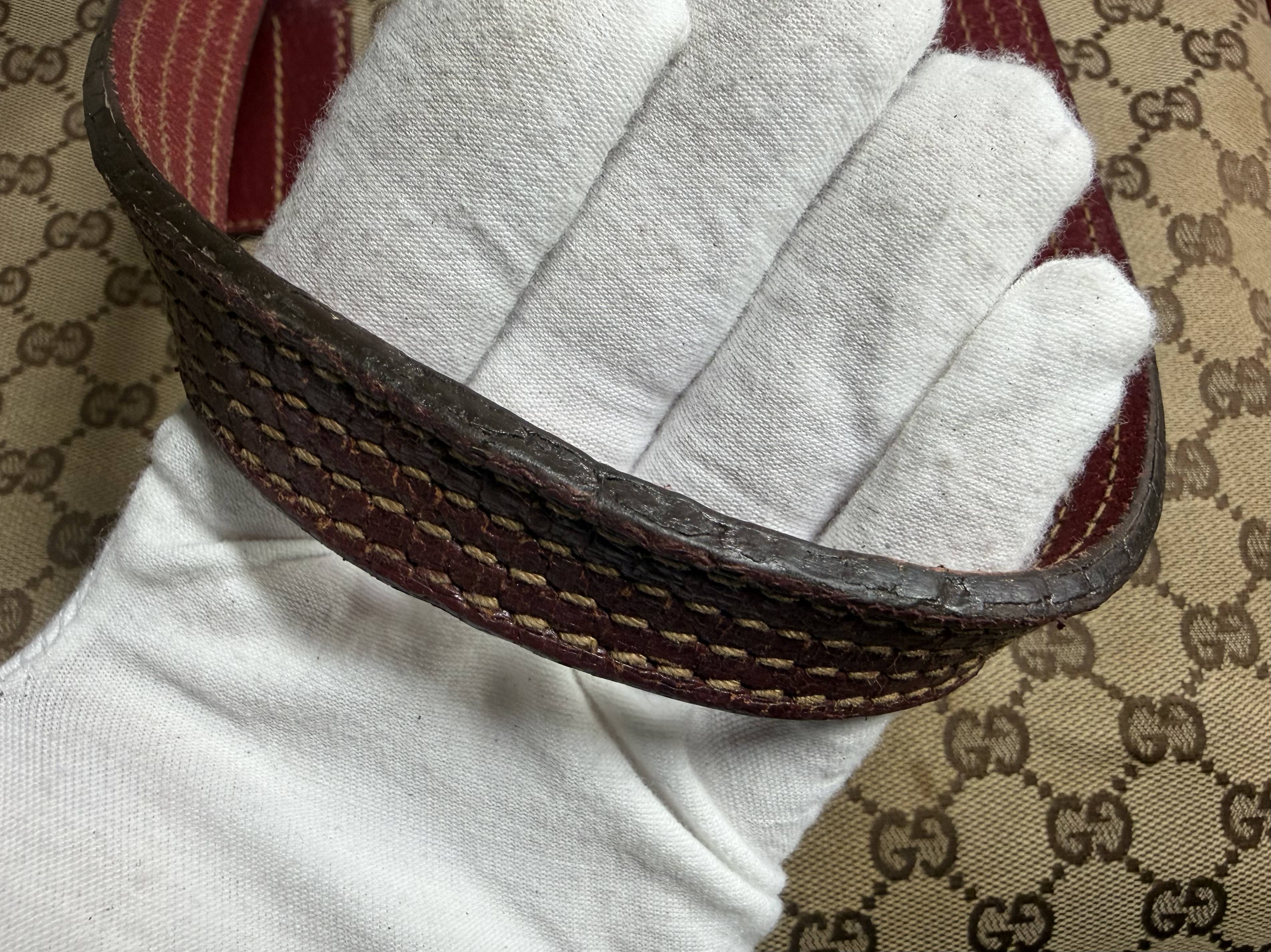 Gucci GG Supreme Canvas Tote Bag with Burgundy Leather Trim (Abbey Style)