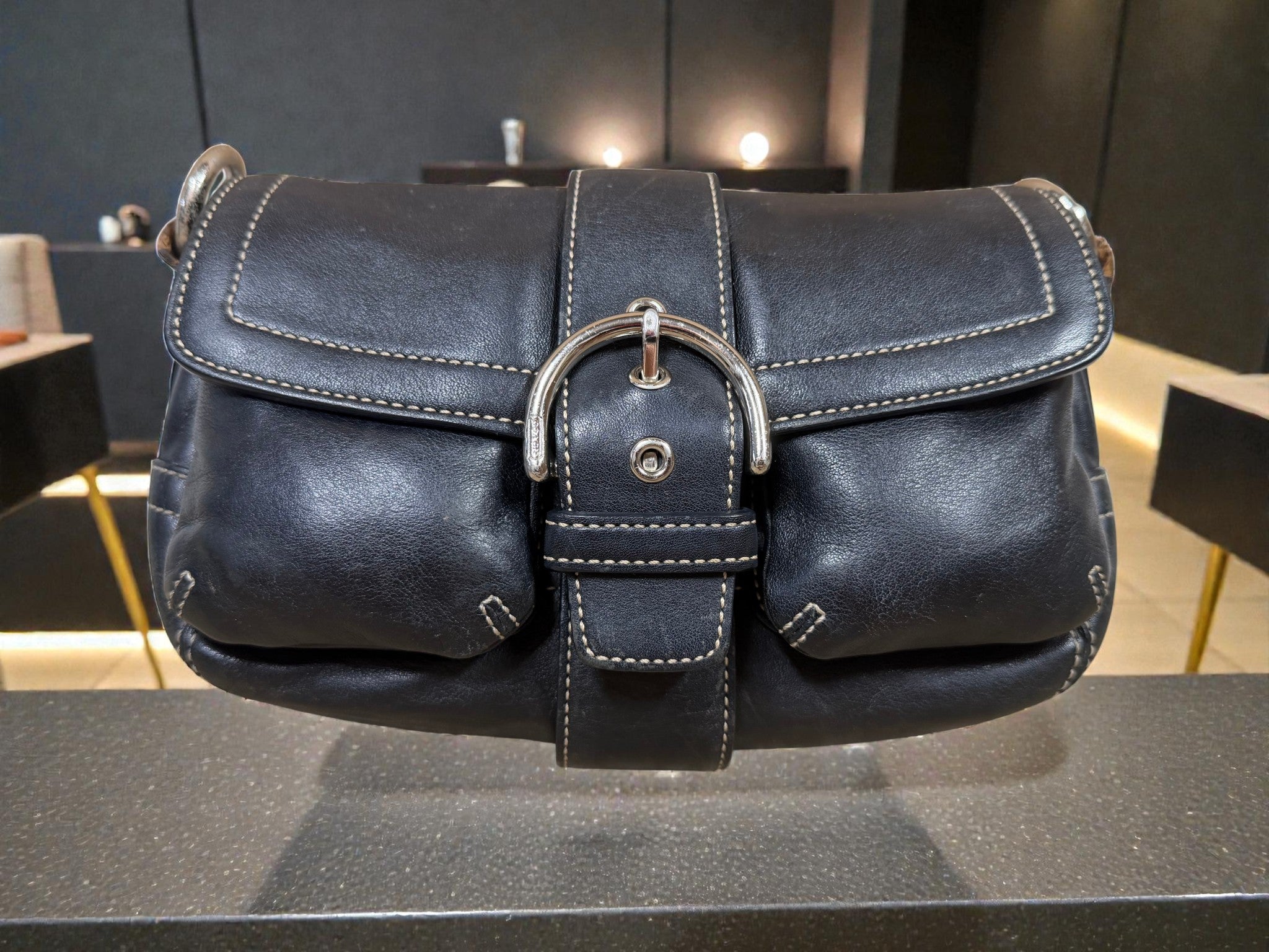 Coach Soho Black Leather Flap Shoulder Bag – Legacy Era (No A05S-3688)