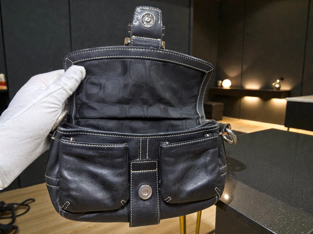 Coach Soho Black Leather Flap Shoulder Bag – Legacy Era (No A05S-3688)
