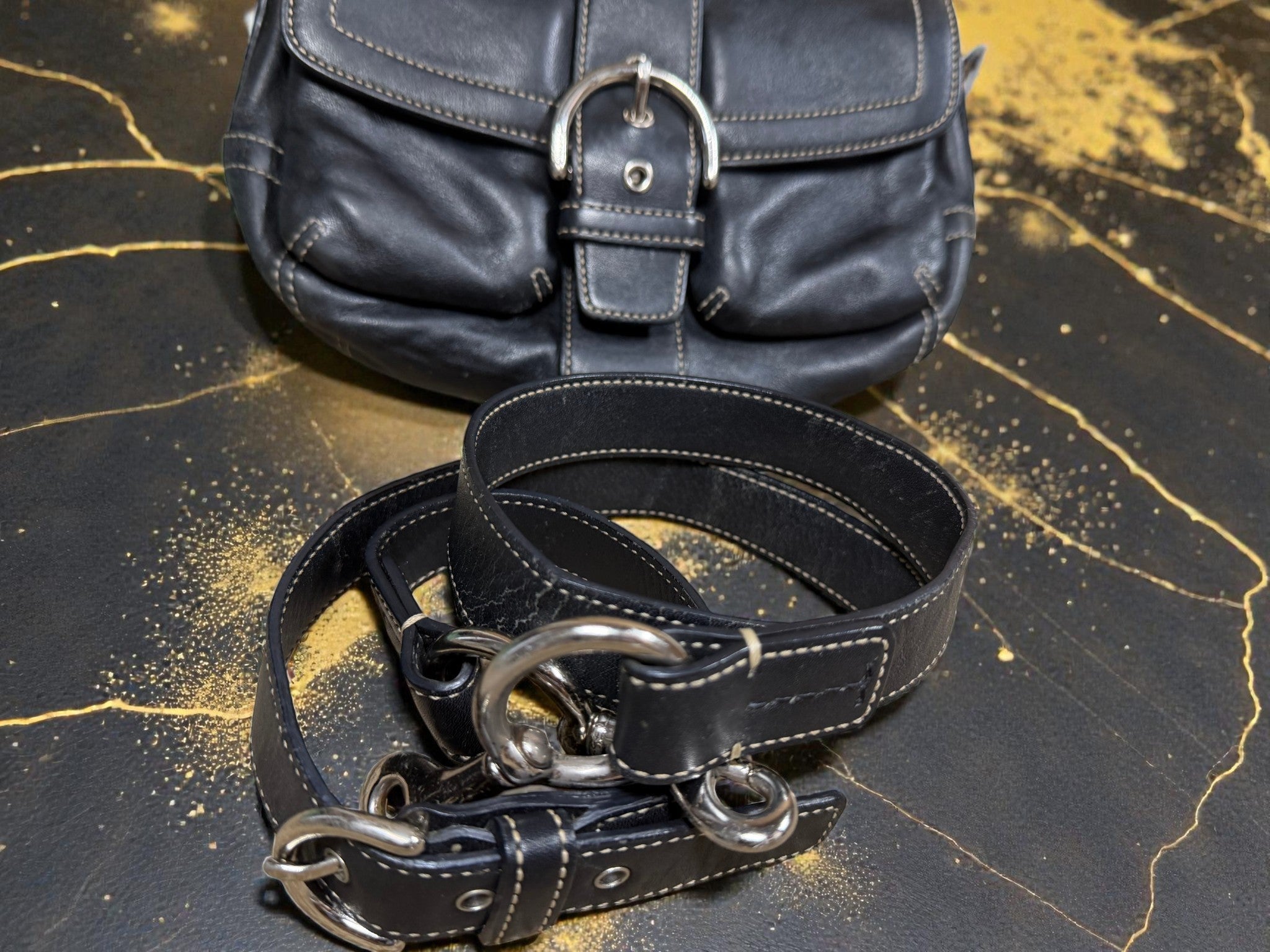 Coach Soho Black Leather Flap Shoulder Bag – Legacy Era (No A05S-3688)