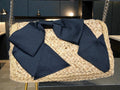 Kate Spade New York Straw Crossbody Bag with Navy Bow