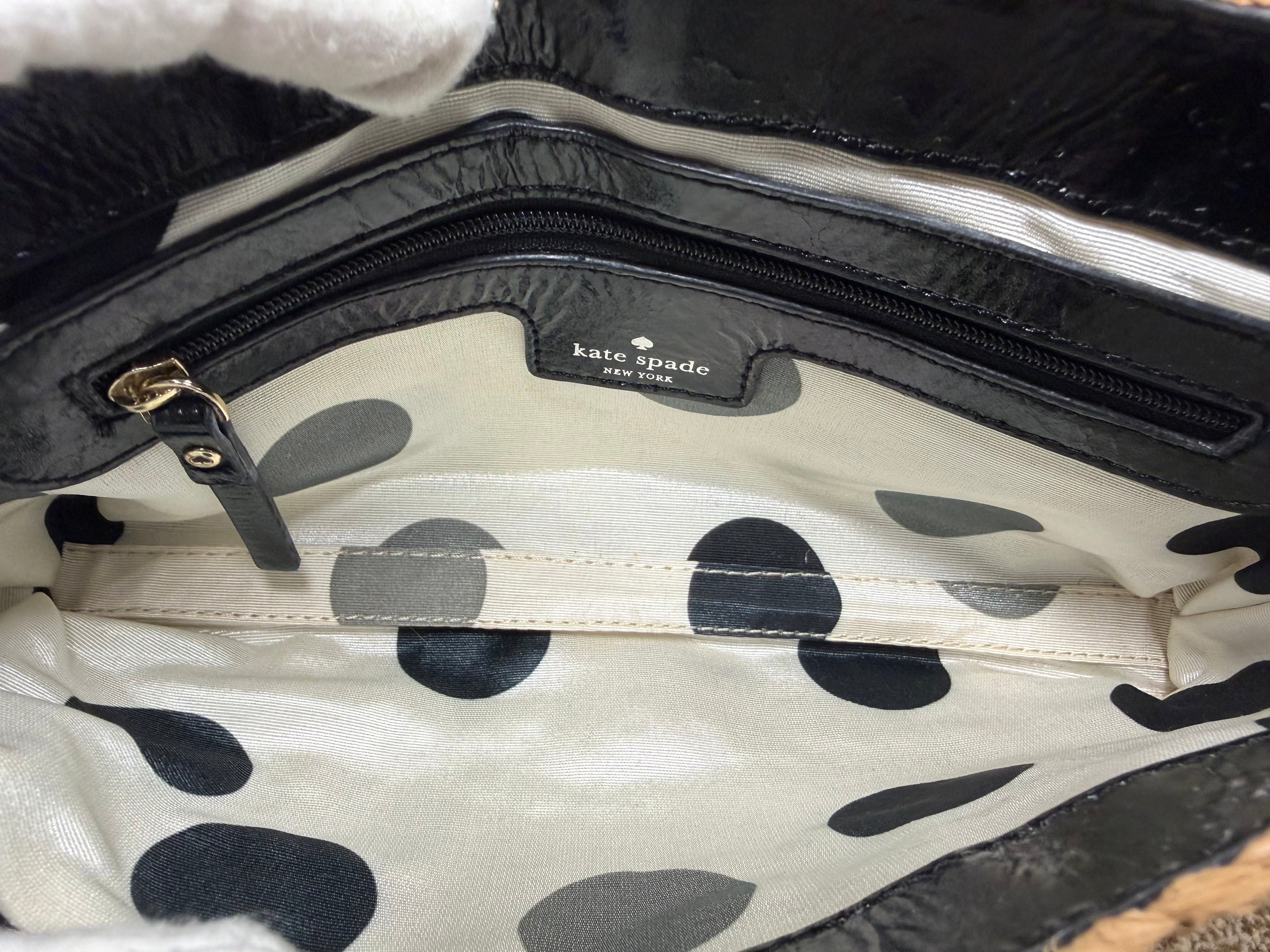Kate Spade New York Straw Crossbody Bag with Navy Bow