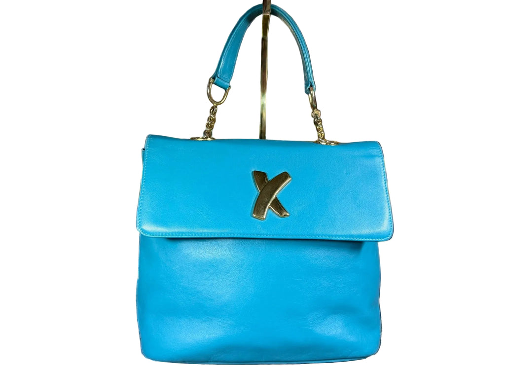 By Paloma Picasso blue Turquoise teal Leather Shoulder Bag