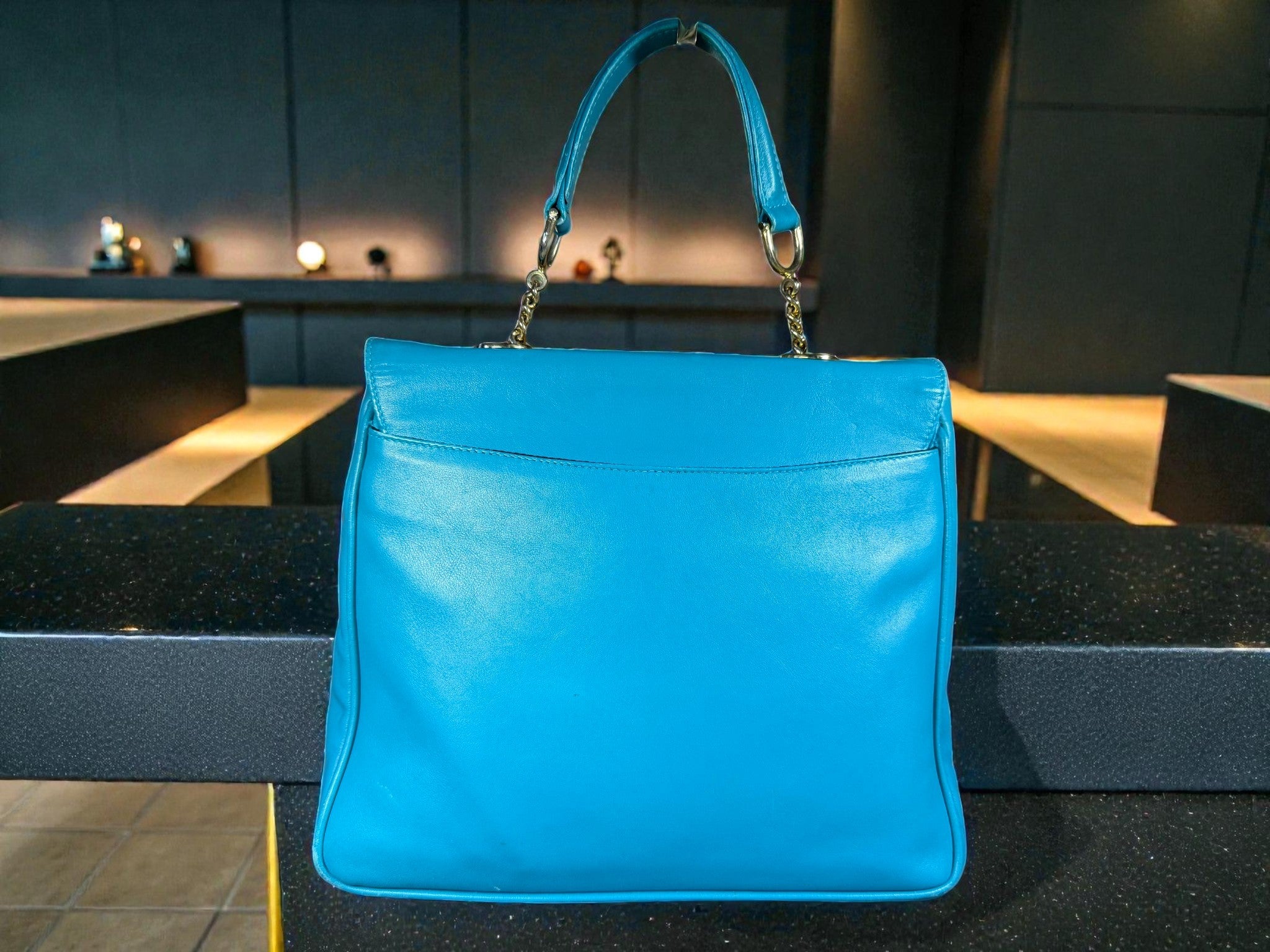 By Paloma Picasso Turquoise/Teal Leather Shoulder Bag