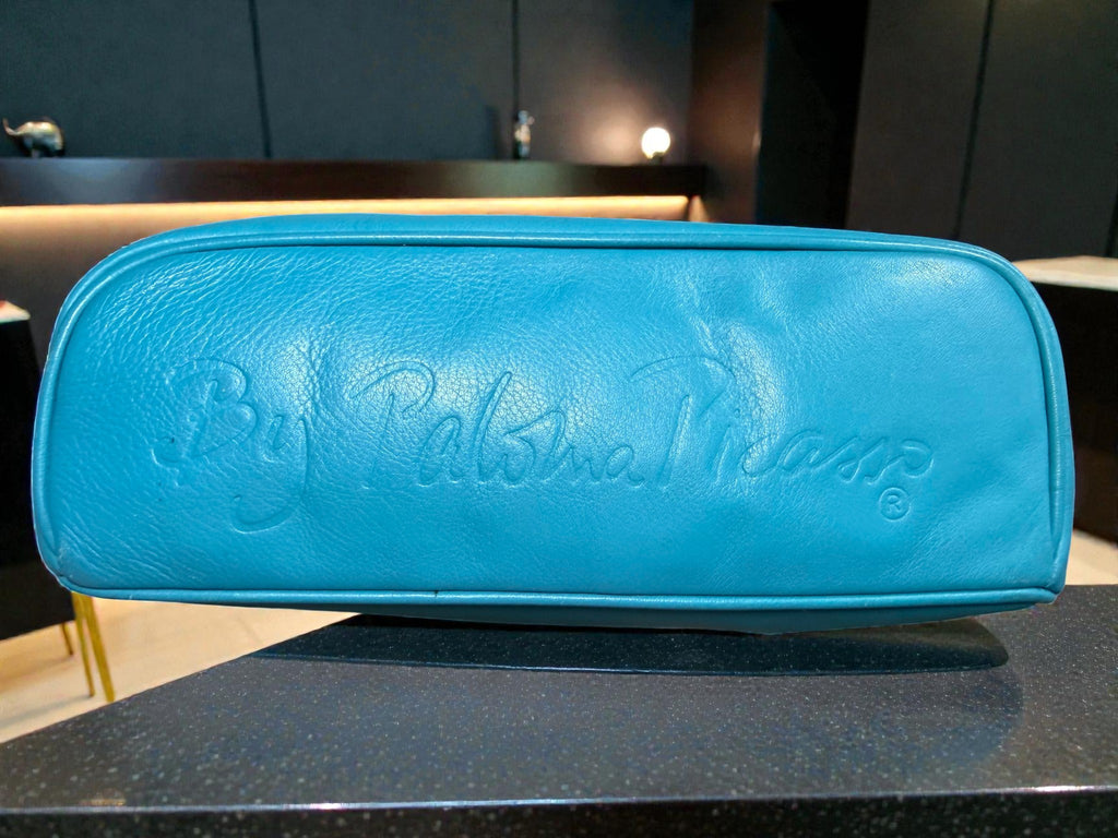 By Paloma Picasso blue Turquoise teal Leather Shoulder Bag