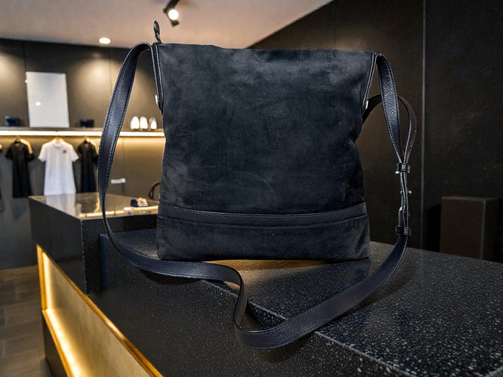 Bally Switzerland Black Suede Messenger Bag