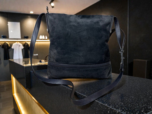 Bally Switzerland Black Suede Messenger Bag