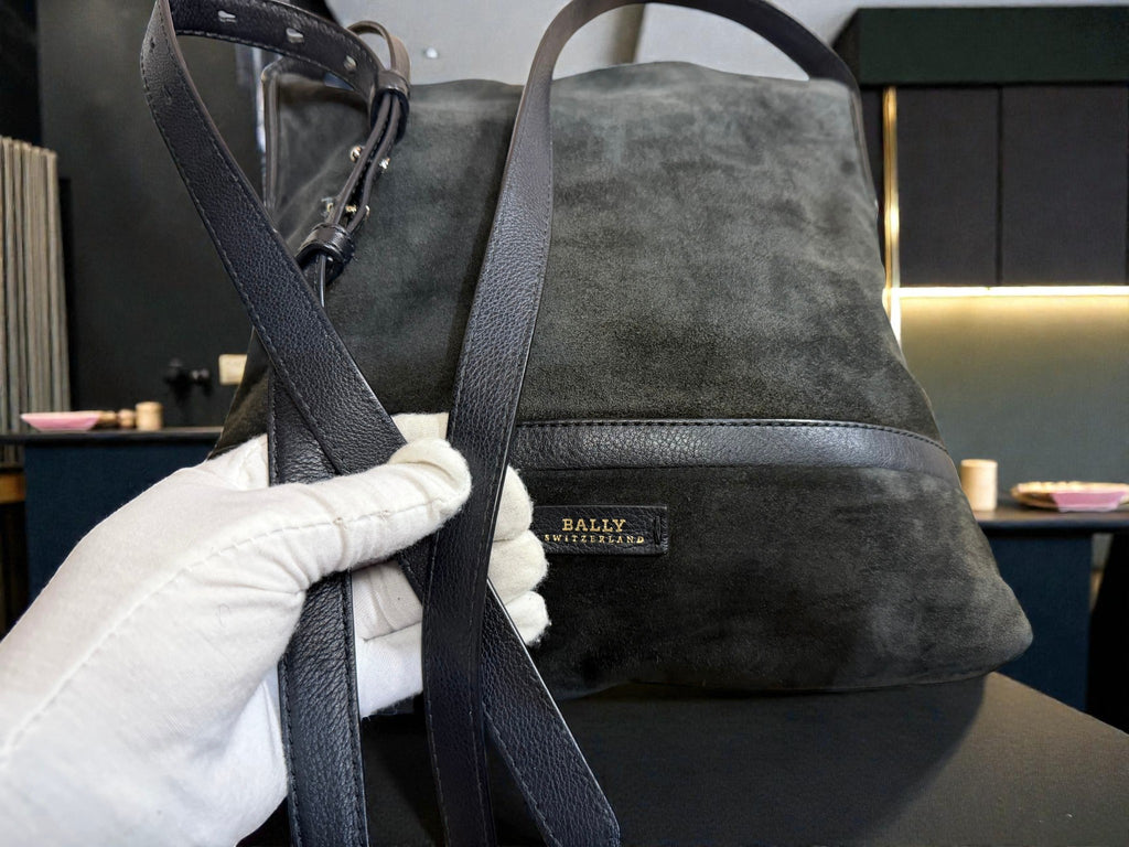 Bally Switzerland Black Suede Messenger Bag
