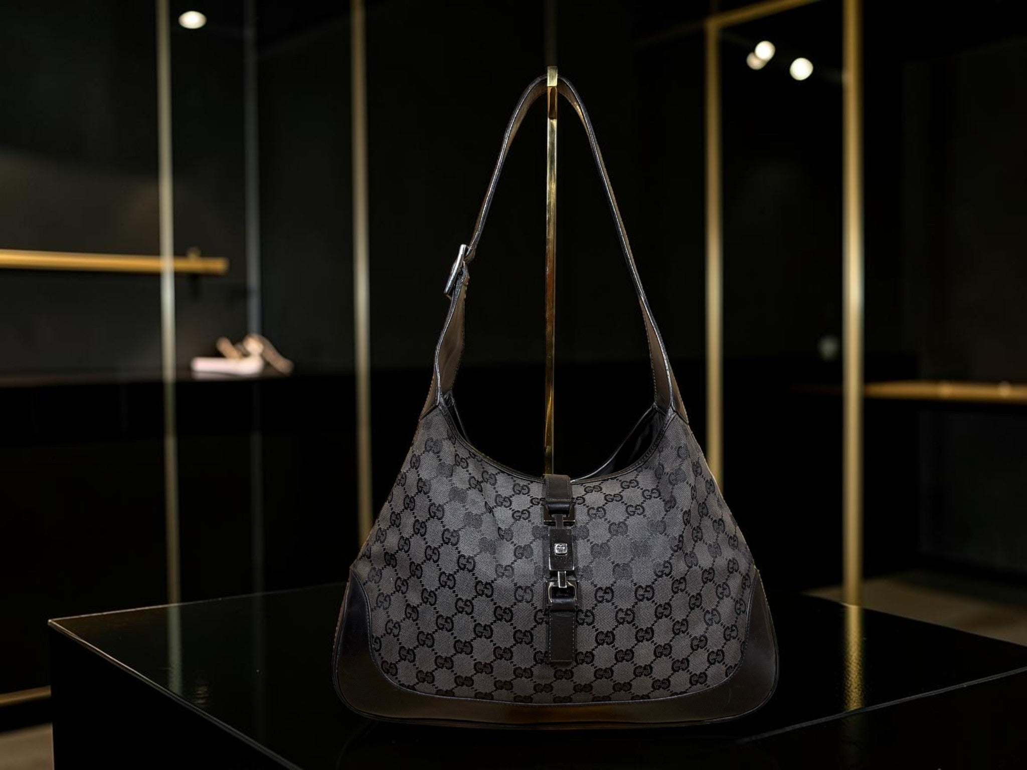 Vintage Gucci Jackie GG Monogram Canvas Shoulder Bag