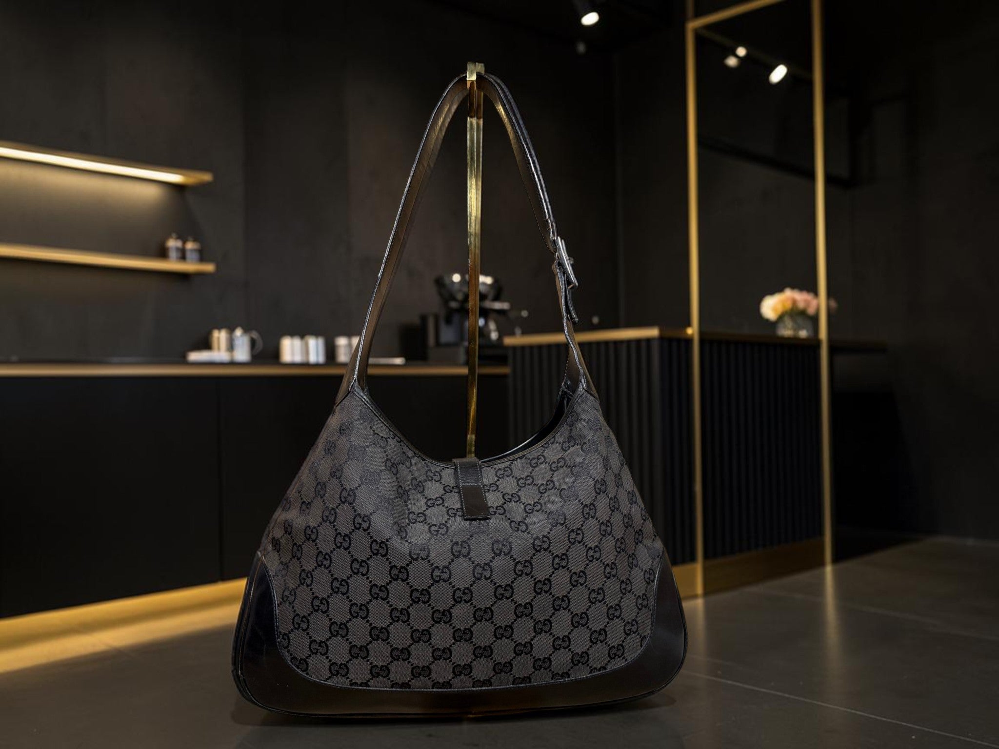 Vintage Gucci Jackie GG Monogram Canvas Shoulder Bag