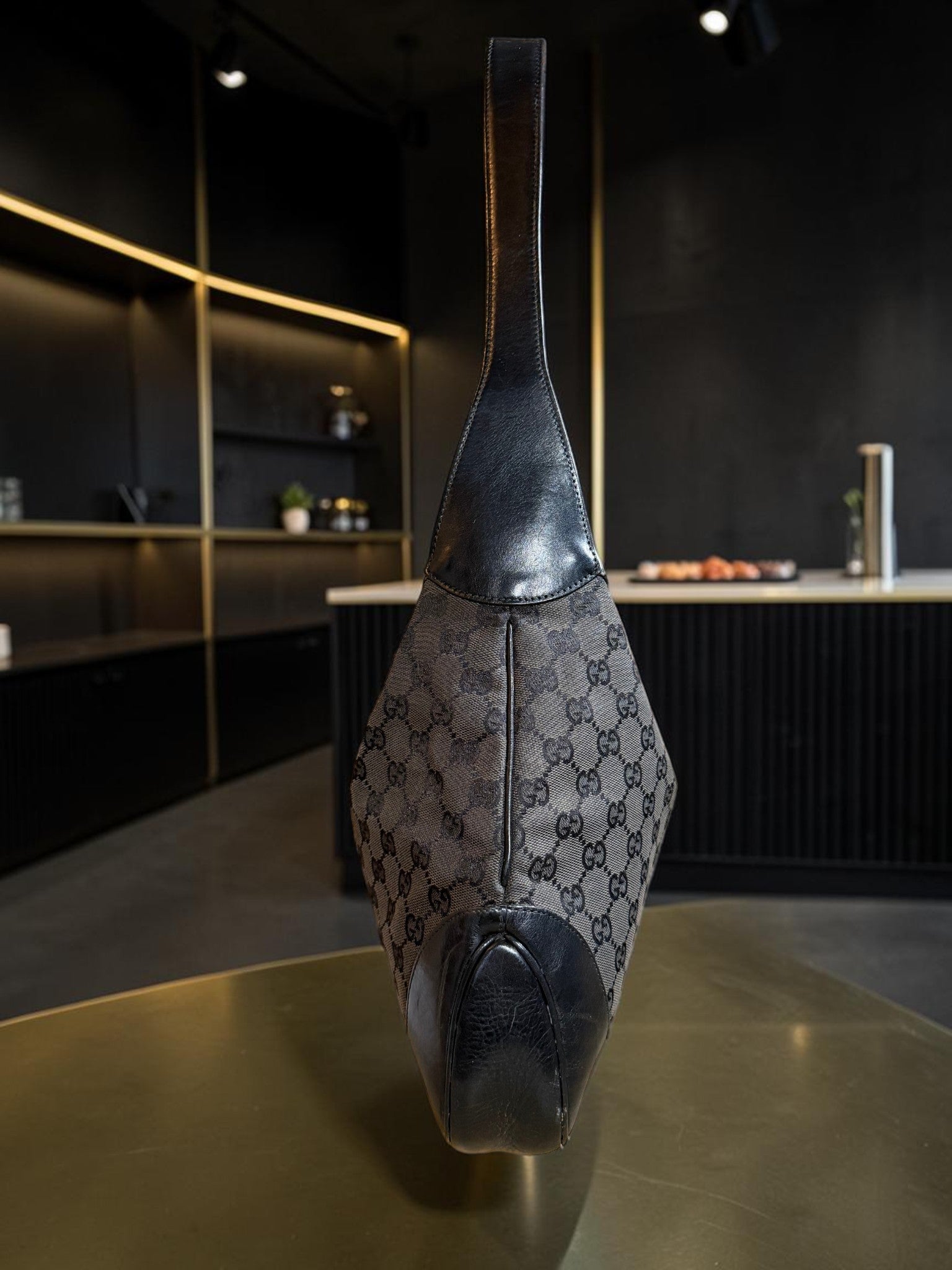 Vintage Gucci Jackie GG Monogram Canvas Shoulder Bag