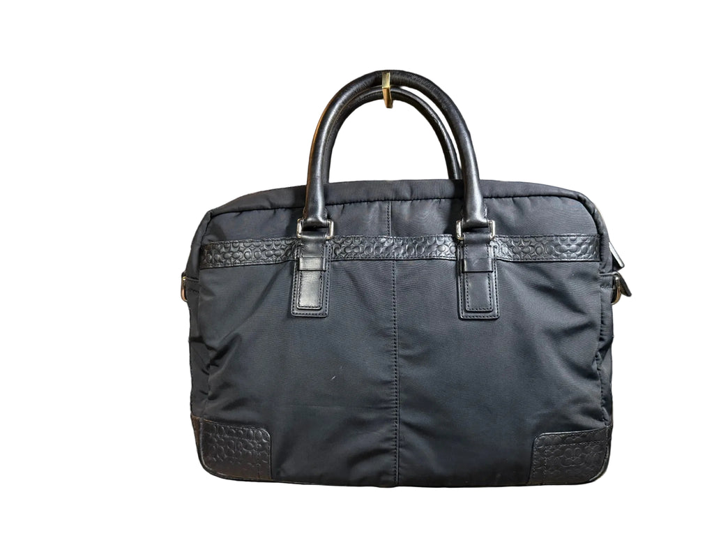 Coach Black Nylon and leather Embossed Business Briefcase
