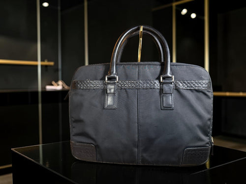 Coach Black Nylon and leather Embossed Business Briefcase