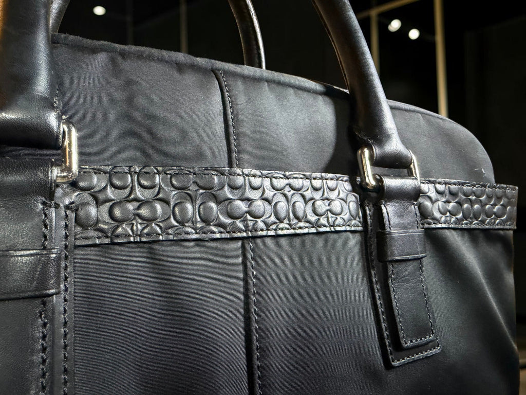 Coach Black Nylon and leather Embossed Business Briefcase