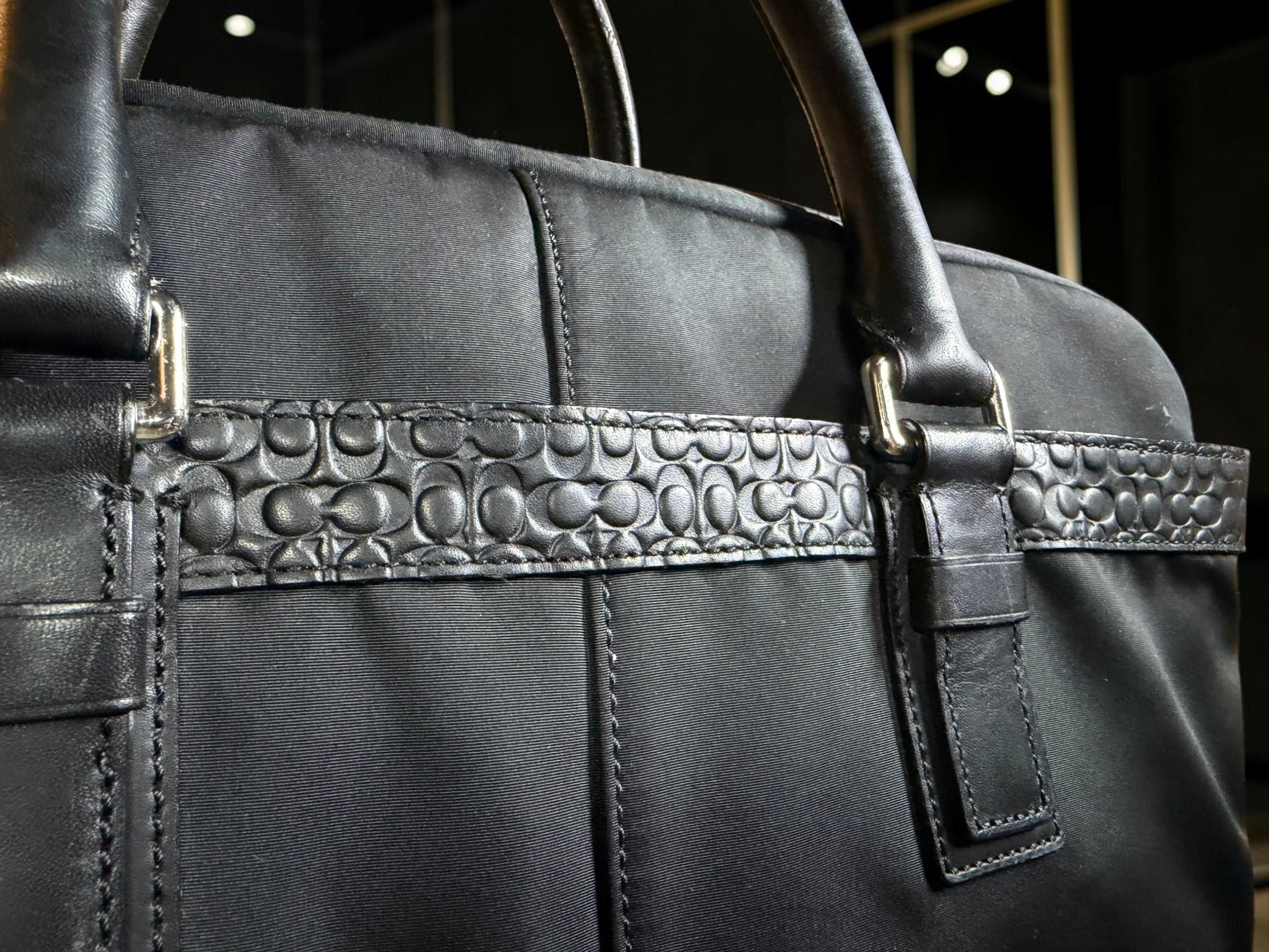 Coach Black Nylon &amp; Embossed Leather Business Briefcase
