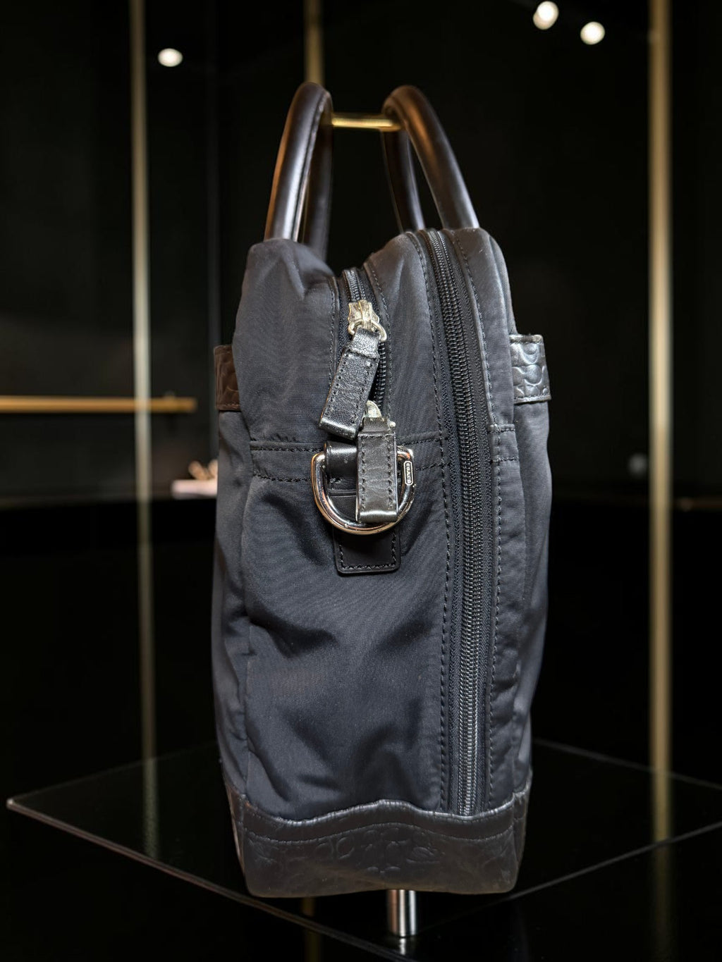 Coach Black Nylon and leather Embossed Business Briefcase