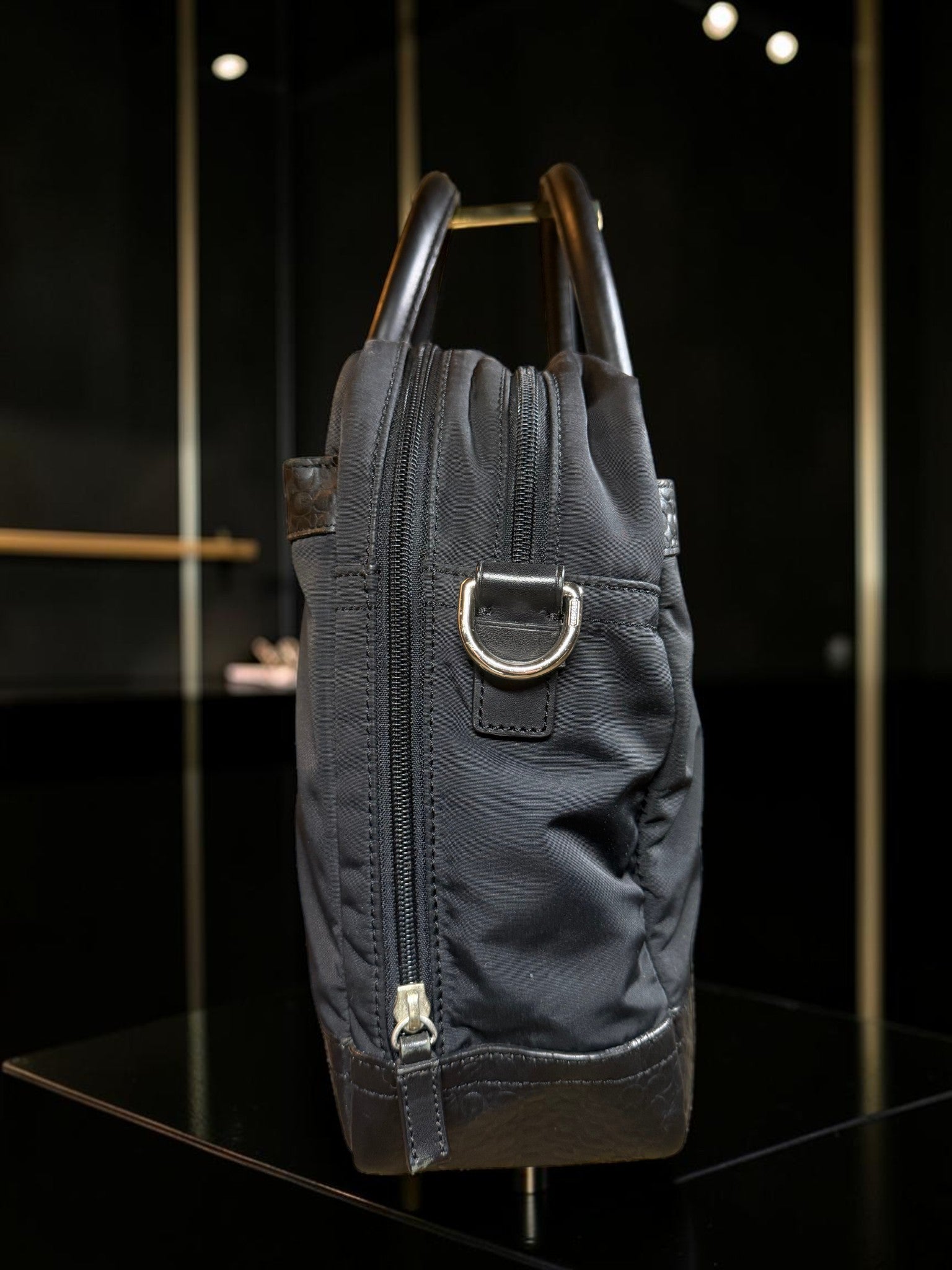 Coach Black Nylon &amp; Embossed Leather Business Briefcase