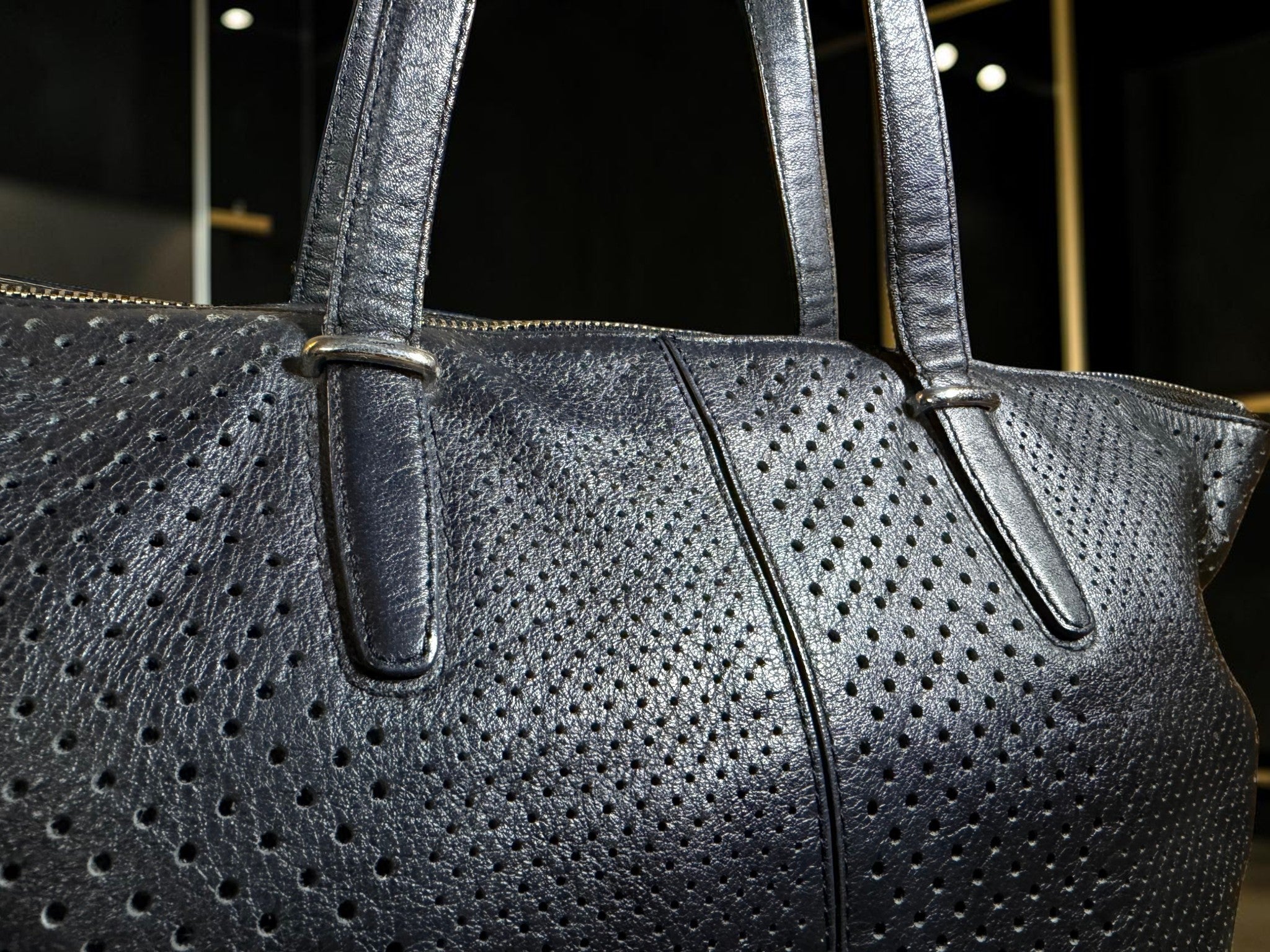 Coach Bleecker Cooper Hobo Bag in Black Perforated Leather