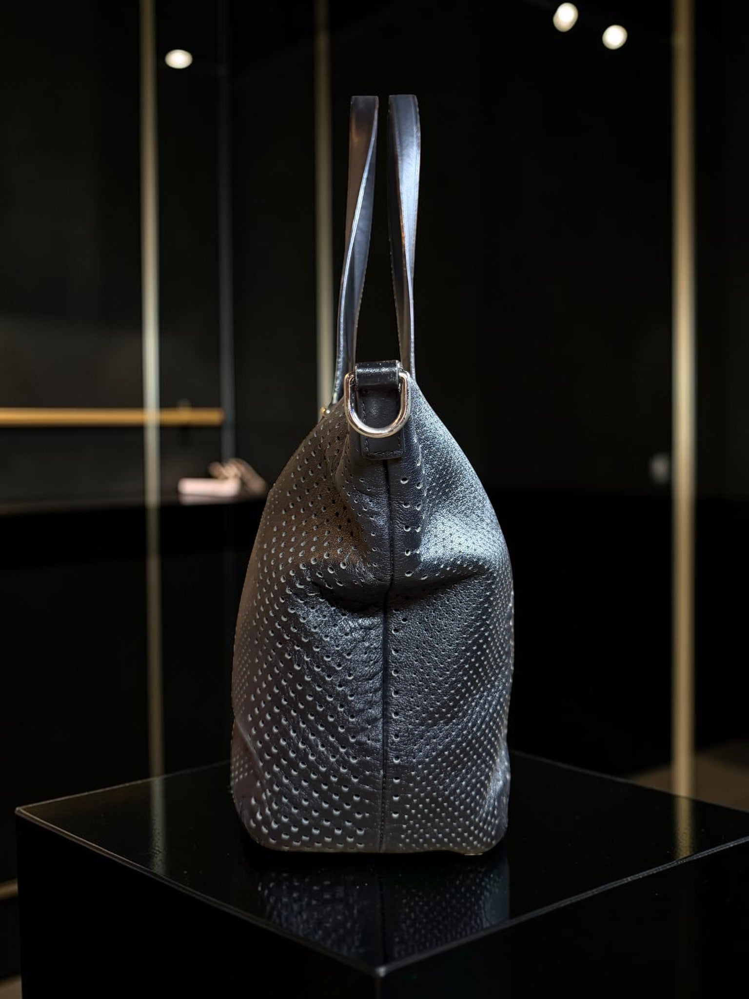 Coach Bleecker Cooper Hobo Bag in Black Perforated Leather