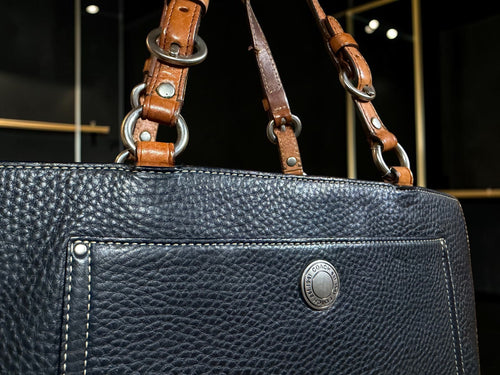Coach Chelsea Pebbled Leather Tote – Black with Cognac Chain Handles