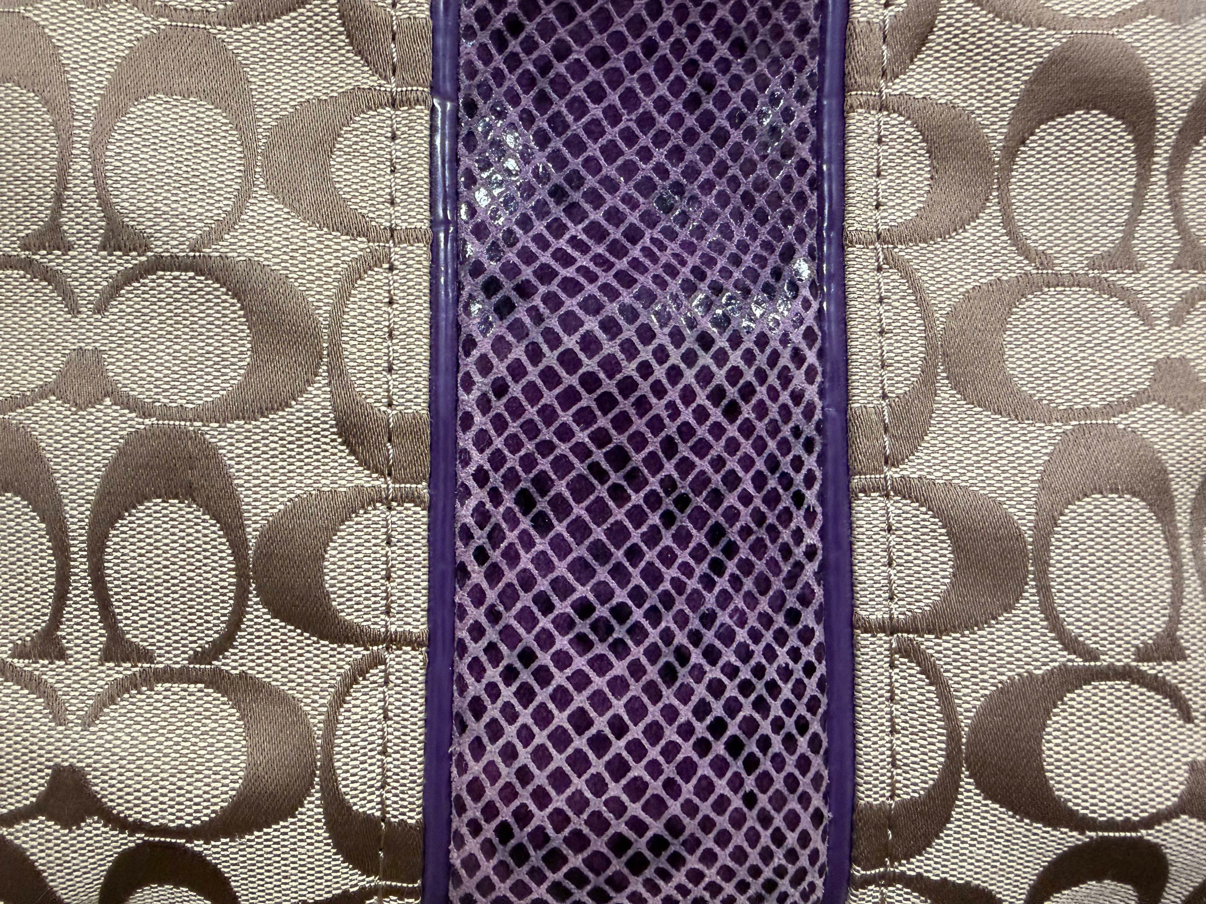 Coach Signature Python Tote – Monogram Canvas with Purple Python Accents